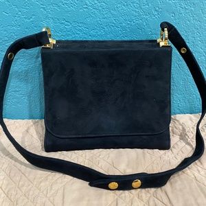 Vintage black suede crossbody handbag